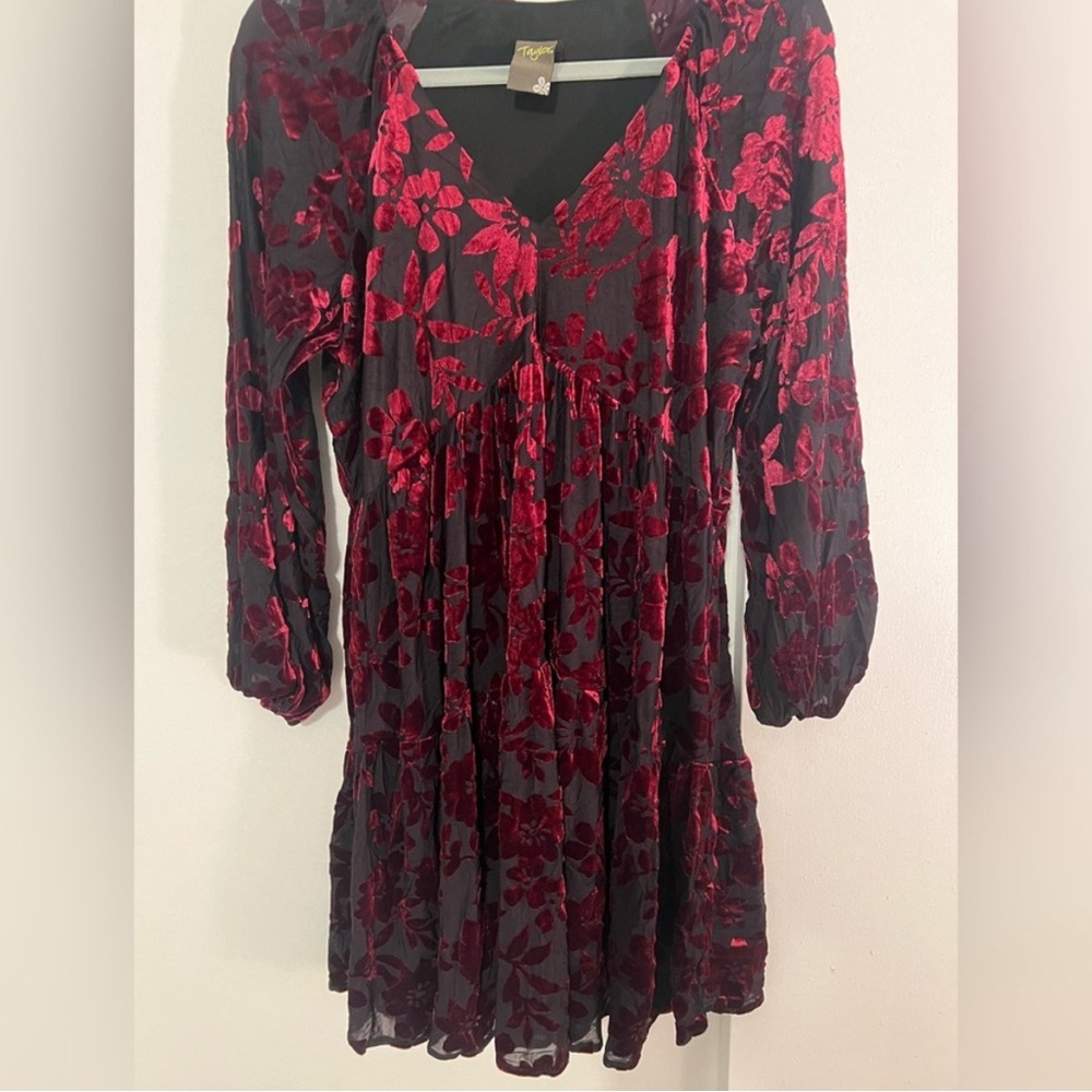 Taylor Elegant Black Dress with Red Accents